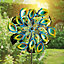 Peacock Feather Wind Spinner - Weather Resistant Double-Sided Hand Painted Colourful Garden Sculpture - Measures H90 x W35 x D15cm