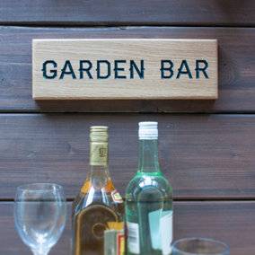 Peak Heritage Engraved Oak Sign 30cm - Garden Bar