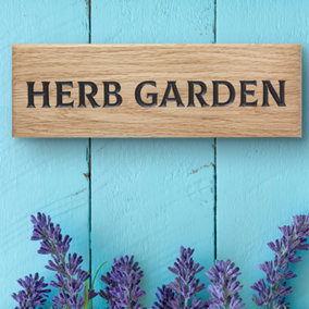 Peak Heritage Engraved Oak Sign 30cm - Herb Garden