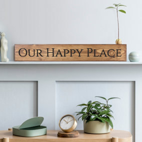 Peak Heritage Engraved Wooden Sign 60cm - Our Happy Place