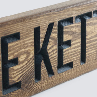 Peak Heritage Engraved Wooden Sign 60cm - Put The Kettle On