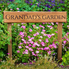 Peak Heritage Engraved Wooden Sign 60cm With Posts - Grandad's Garden