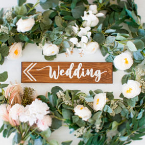 Peak Heritage Engraved Wooden Wedding Sign 40cm - Wedding With Arrows