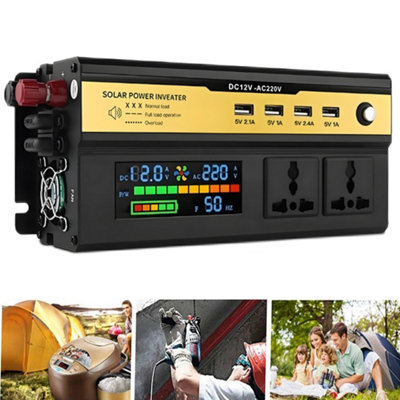 Peak Power Inverter 12V DC to 240V AC with 4 USB - Ideal for Car & Camping