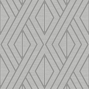 Pear Tree Geometric Wallpaper Metallic Glitter Textured Grey Silver Vinyl