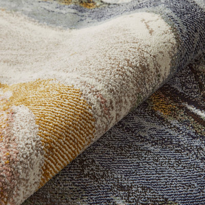 Pearl Midnight Abstract Jute Polyester Modern Living Room, Bedroom Rug ...