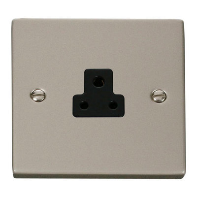 Pearl Nickel 1 Gang 2A Round Pin Socket - Black Trim - SE Home