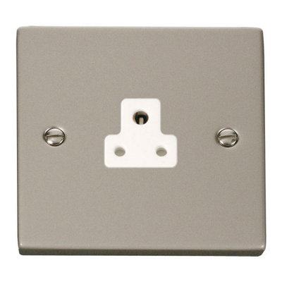Pearl Nickel 1 Gang 2A Round Pin Socket - White Trim - SE Home