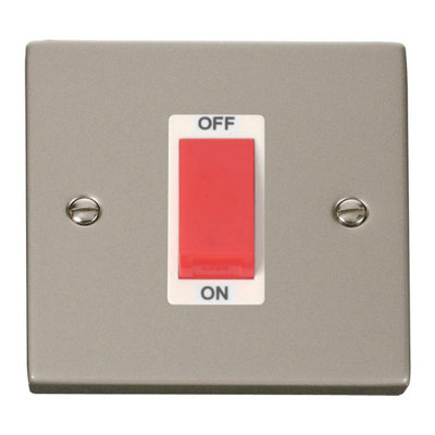 Pearl Nickel 1 Gang Size 45A Switch - White Trim - SE Home