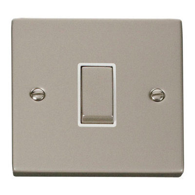 Pearl Nickel 10A 1 Gang 2 Way Ingot Light Switch - White Trim - SE Home