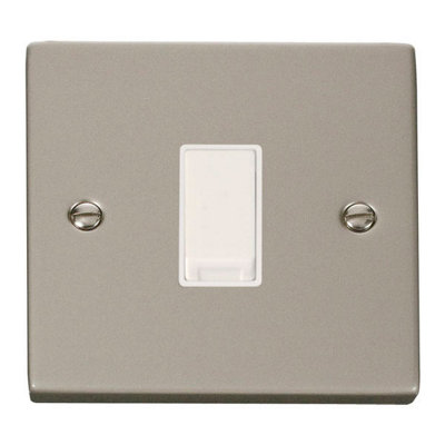 Pearl Nickel 10A 1 Gang 2 Way Light Switch - White Trim - SE Home