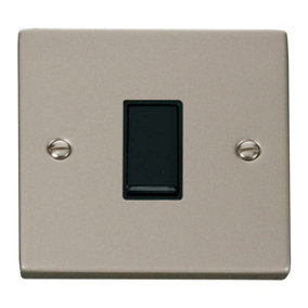 Pearl Nickel 10A 1 Gang Intermediate Light Switch - Black Trim - SE Home