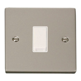 Pearl Nickel 10A 1 Gang Intermediate Light Switch - White Trim - SE Home