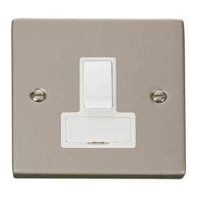 Pearl Nickel 13A Fused Connection Unit Switched - White Trim - SE Home