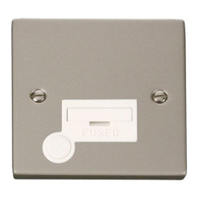 Pearl Nickel 13A Fused Connection Unit With Flex - White Trim - SE Home