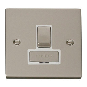 Pearl Nickel 13A Fused Ingot Connection Unit Switched - White Trim - SE Home