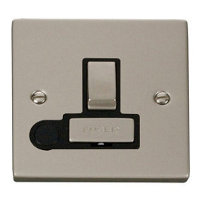Pearl Nickel 13A Fused Ingot Connection Unit Switched With Flex - Black Trim - SE Home
