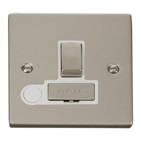Pearl Nickel 13A Fused Ingot Connection Unit Switched With Flex - White Trim - SE Home