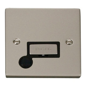 Pearl Nickel 13A Fused Ingot Connection Unit With Flex - Black Trim - SE Home