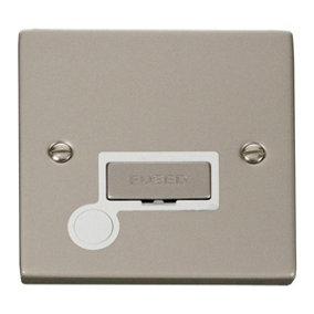 Pearl Nickel 13A Fused Ingot Connection Unit With Flex - White Trim - SE Home