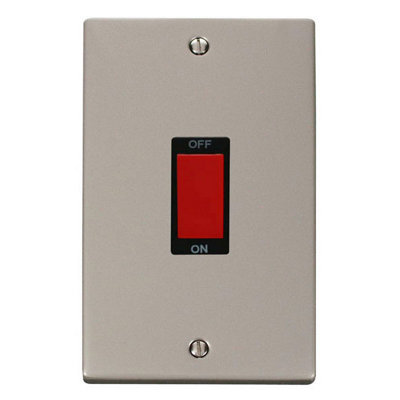 Pearl Nickel 2 Gang Size 45A Switch - Black Trim - SE Home