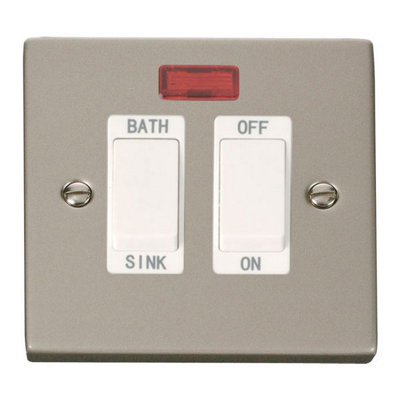 Pearl Nickel 20A DP Sink/bath Switch - White Trim - SE Home