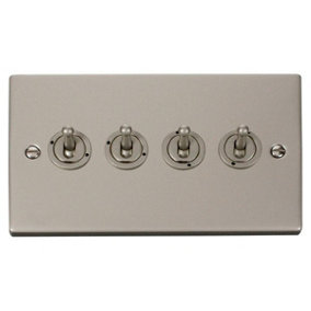 Pearl Nickel 4 Gang 2 Way 10AX Toggle Light Switch - SE Home