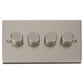 Pearl Nickel 4 Gang 2 Way LED 100W Trailing Edge Dimmer Light Switch. - SE Home