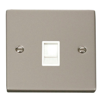 Pearl Nickel Rj11 Socket - White Trim - SE Home