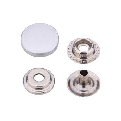 Pearl Silver Alloy Cap Durable Press Stud Rivets 4 Part - 15mm