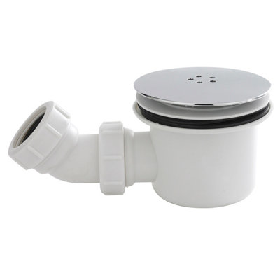 Pearlstone Shower Tray Mega Flow Waste - White with Chrome Top - Balterley