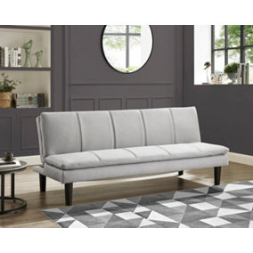 Pearse 3 Seater Light Grey Woven Fabric Double Stitch Sofa Bed