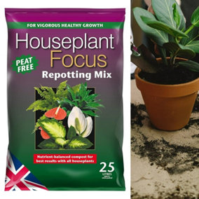 Peat Free Compost for Indoor Plants - 25 Litres - Houseplant Focus Repotting Mix