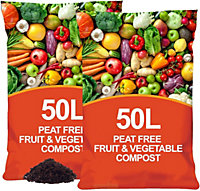 Peat Free Nutrient Rich Fruit & Vegetable Compost - 100L