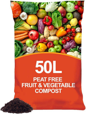 Peat Free Nutrient Rich Fruit & Vegetable Compost - 50L