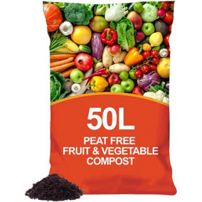 Peat Free Nutrient Rich Fruit & Vegetable Compost - 50L