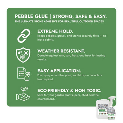 PEBBLE GLUE 5L X4 BOTTLE - RESIN BINDER FOR DECORATIVE GARDEN STONES ...