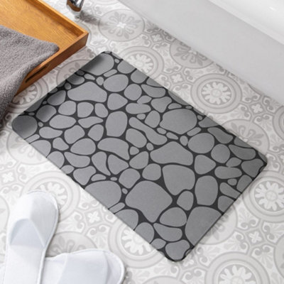 Pebbles Grey Stone Non Slip Bath Mat