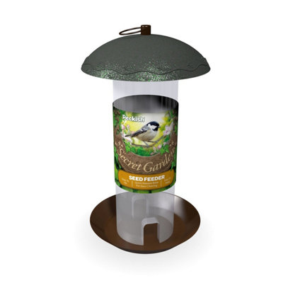 Peckish Secret Garden Wild Bird Seed Feeder Clear/Green (0.7L)