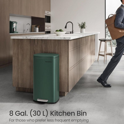 Pedal Kitchen Bin, Retro Style Waste Container, Soft-Close Lid, Steel ...