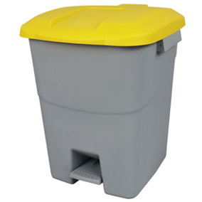 Pedal Operated Recycling Bin - 50 Litre - Yellow Lid