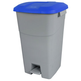 Pedal Operated Recycling Bin - 60 Litre - Blue Lid
