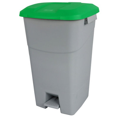 Pedal Operated Recycling Bin - 60 Litre - Green Lid