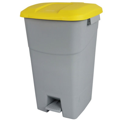 Pedal Operated Recycling Bin - 60 Litre - Yellow Lid | DIY at B&Q