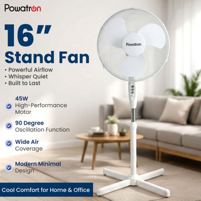 Pedestal Fan 16 Inch Oscillating Electric 3-Speed Cooling, Adjustable ...