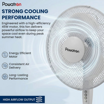 Pedestal Fan 16 Inch Oscillating Electric 3-Speed Cooling, Adjustable ...