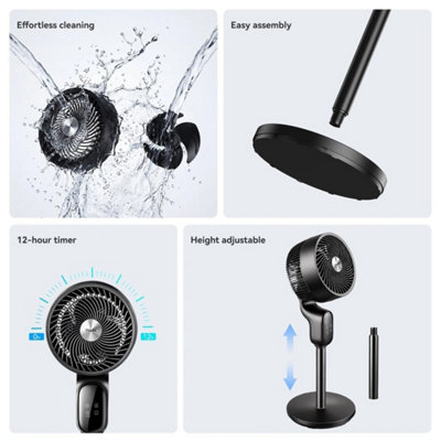 Pedestal Fan Oscillating 8 Speed Standing Extendable 12H Silent Remote ...