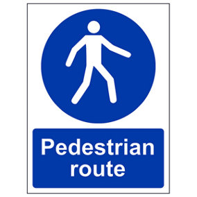 Pedestrian Route Public Safety Sign - Rigid Plastic - 300x400mm (x3)