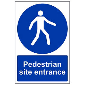 Pedestrian Site Entrance Public Safety Sign - Adhesive Vinyl - 200x300mm (x3)