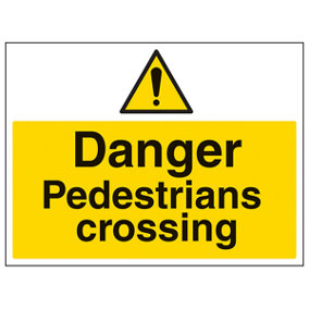 Pedestrians Crossing Warning Sign - Rigid Plastic - 600x450mm (x3)